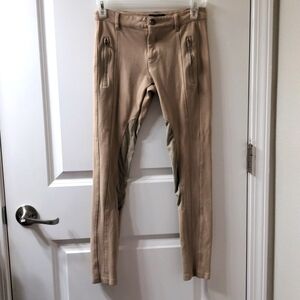 Khaki Suede Horse Riding Pants Style Leggings Cowgirl Beige Soft Comfortable S